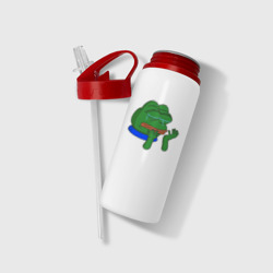 Бутылка для воды с трубочкой Лягушонок Пепе в слезах - фото 2