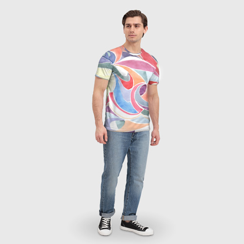 Мужская футболка 3D с принтом Буйство красок акварель, вид сбоку #3