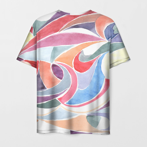 Мужская футболка 3D с принтом Буйство красок акварель, вид сзади #1