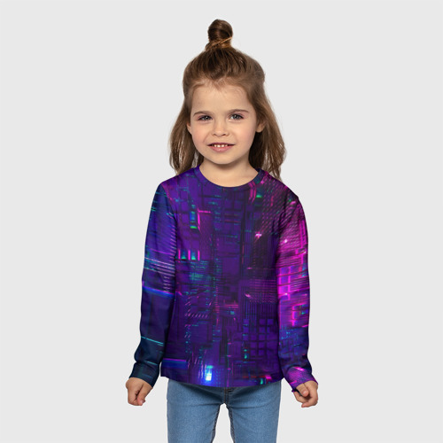 Детский лонгслив 3D Матричная вселенная неон, цвет 3D печать - фото 5