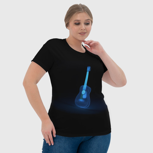 Женская футболка 3D с принтом Неоновая гитара, фото #4