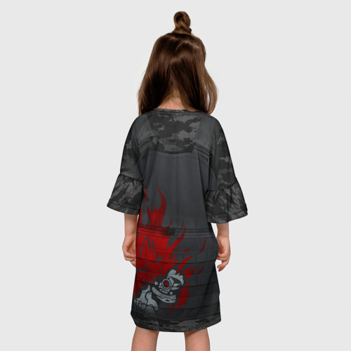 Детское платье 3D с принтом Samurai - Бронижилет - 2077, вид сзади #2