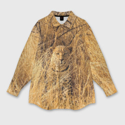 Леопард замаскировался в сухой траве – Рубашка оверсайз с принтом купить