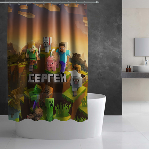 Штора 3D для ванной Сергей Minecraft - фото 2