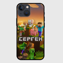 Чехол для iPhone 13 mini Сергей Minecraft