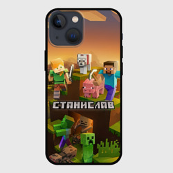 Чехол для iPhone 13 mini Станислав Minecraft