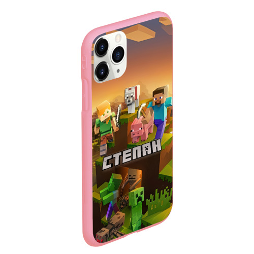 Чехол для iPhone 11 Pro Max матовый Степан Minecraft, цвет баблгам - фото 3