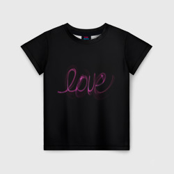 Детская футболка 3D Надпись любовь на черном