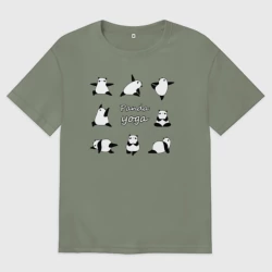 Женская футболка хлопок Oversize Панда - йога