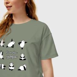 Женская футболка хлопок Oversize Панда - йога - фото 2