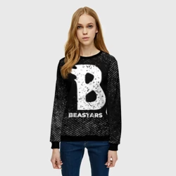 Женский свитшот 3D Beastars с потертостями на темном фоне - фото 2