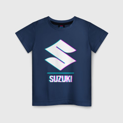 Детская футболка хлопок Значок Suzuki в стиле glitch