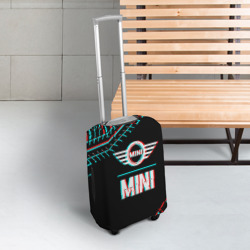 Чехол для чемодана 3D Значок Mini в стиле glitch на темном фоне - фото 2