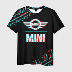 Мужская футболка 3D Значок Mini в стиле glitch на темном фоне