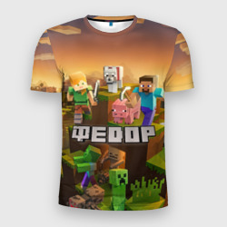 Мужская футболка 3D Slim Федор Minecraft