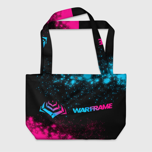 Пляжная сумка 3D Warframe - neon gradient: надпись и символ