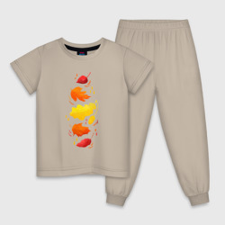 Детская пижама хлопок Осенний листопад, яркие листья