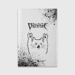 Обложка для паспорта матовая кожа Bullet For My Valentine рок кот на светлом фоне