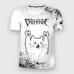 Мужская футболка 3D Slim Bullet For My Valentine рок кот на светлом фоне