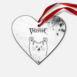 Деревянная игрушка Сердце Bullet For My Valentine рок кот на светлом фоне