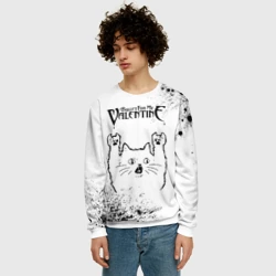 Мужской свитшот 3D Bullet For My Valentine рок кот на светлом фоне - фото 2