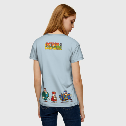 Женская футболка 3D с принтом Остров сокровищ Черная метка, вид сзади #2