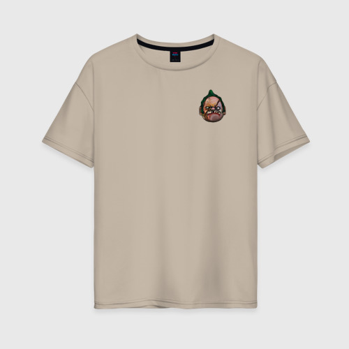 Женская футболка хлопок Oversize Pudge Butcher of Dota 2, цвет миндальный