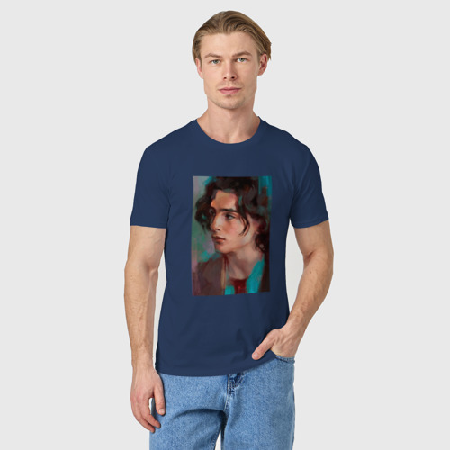 Мужская футболка хлопок Timothee Chalamet fan art, цвет темно-синий - фото 3