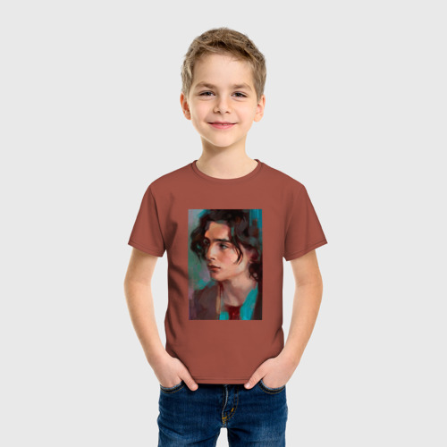 Детская футболка хлопок Timothee Chalamet fan art, цвет кирпичный - фото 3