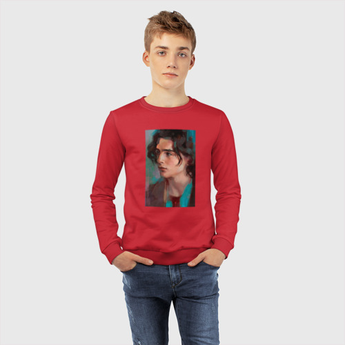 Детский свитшот хлопок Timothee Chalamet fan art, цвет красный - фото 7