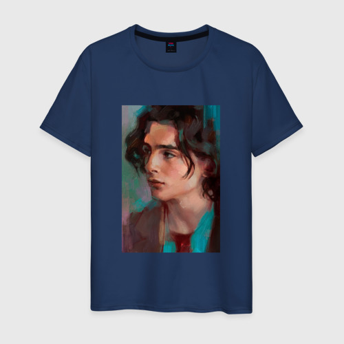 Мужская футболка хлопок Timothee Chalamet fan art, цвет темно-синий