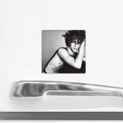 Магнит с принтом Timothee Chalamet British Vogue 2022 для любого человека, вид спереди №2. Цвет основы: белый