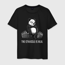 Это настоящая борьба - панда штангист – Мужская футболка хлопок с принтом купить со скидкой в -20%