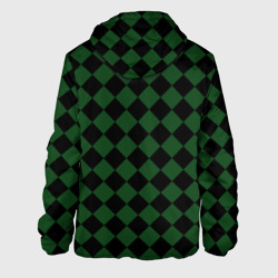 Куртка с принтом Краснодар черно-зеленая клетка для женщины, вид сзади №1. Цвет основы: черный