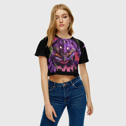 Женская футболка Crop-top 3D Neon Genesis Evangelion - Eva, цвет 3D печать - фото 4