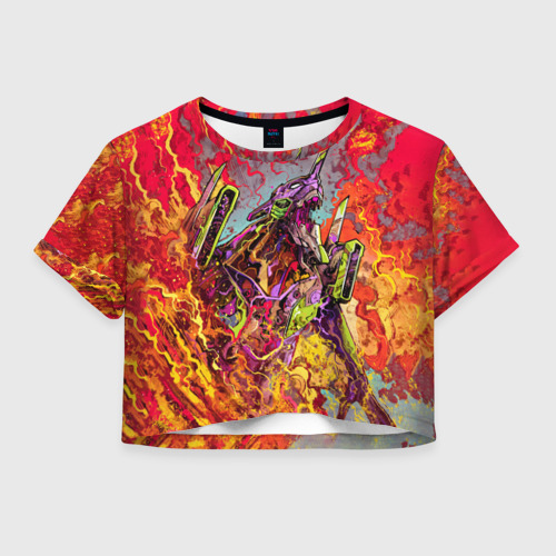 Женская футболка Crop-top 3D Евангелион красочный, цвет 3D печать