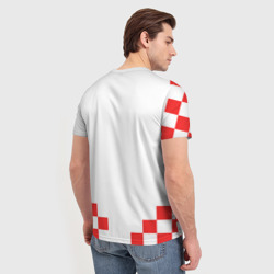 Футболка с принтом Сборная Хорватии форма к чемпионату мира 2022 для мужчины, вид на модели сзади №2. Цвет основы: белый