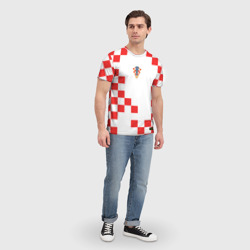 Футболка с принтом Сборная Хорватии форма к чемпионату мира 2022 для мужчины, вид на модели спереди №3. Цвет основы: белый