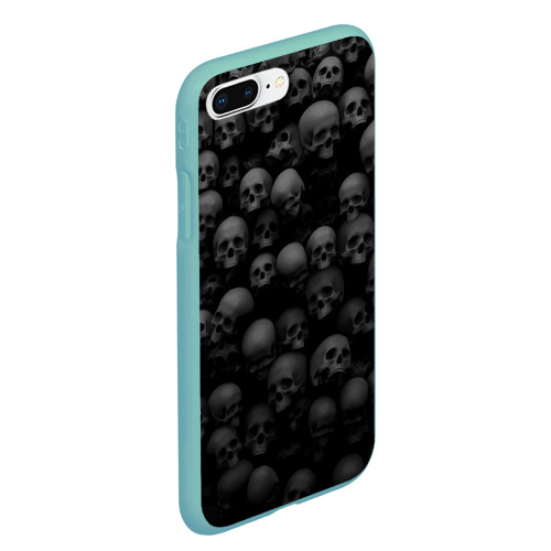 Чехол для iPhone 7Plus/8 Plus матовый с принтом Композиция из черепов - dark, вид сбоку #3