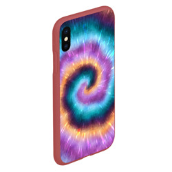 Чехол для iPhone XS Max матовый Сине-фиолетовый тай дай - фото 2