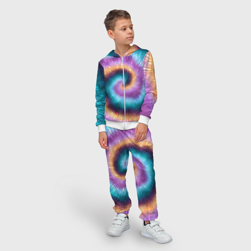 Детский 3D костюм с принтом Сине-фиолетовый тай дай, фото на моделе #1