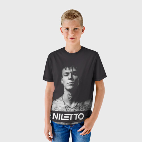 Детская футболка 3D с принтом Данил Прытков черно-белая фотография, фото на моделе #1