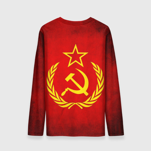 Мужской лонгслив 3D с принтом СССР - старый флаг, вид сзади #1