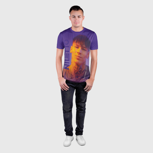 Мужская футболка 3D Slim Niletto на фиолетовом фоне, цвет 3D печать - фото 4