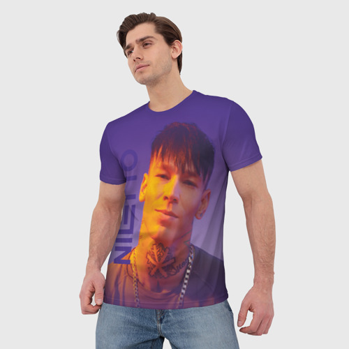 Мужская футболка 3D Niletto на фиолетовом фоне, цвет 3D печать - фото 3