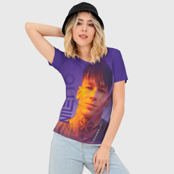 Женская футболка 3D Slim Niletto на фиолетовом фоне - фото 2