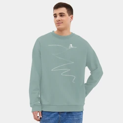 Мужской свитшот oversize без начеса хлопок Велосипед в горах - фото 2