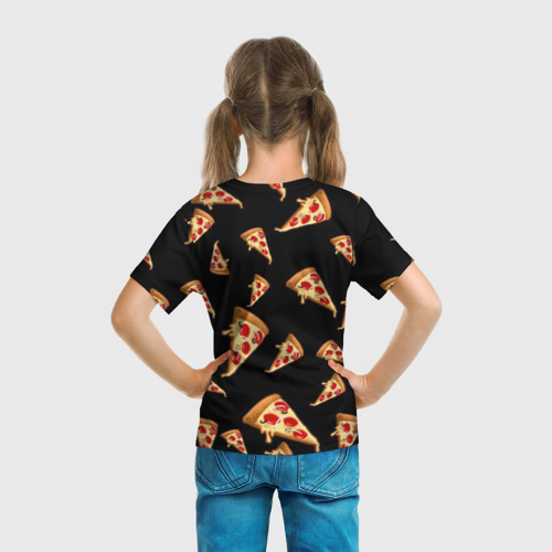 Детская футболка 3D Куски пиццы на черном фоне, цвет 3D печать - фото 6
