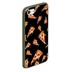 Чехол для iPhone 5/5S матовый Куски пиццы на черном фоне - фото 2