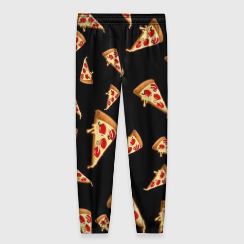 Женские брюки 3D Куски пиццы на черном фоне, цвет 3D печать - фото 2